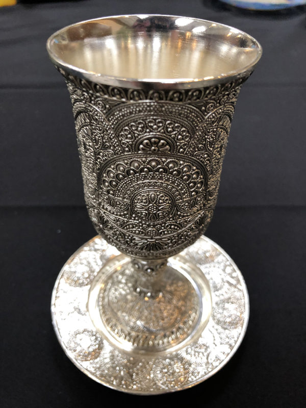 Silver Kiddish Cup with Plate