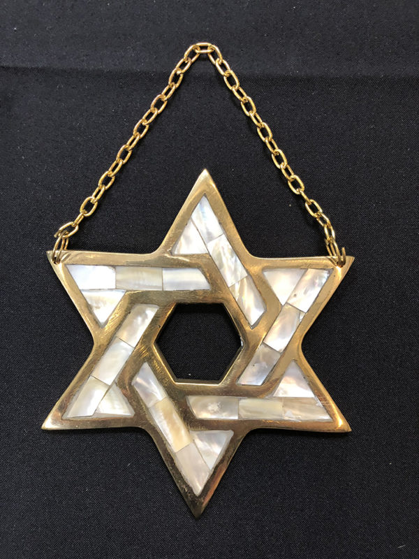 Brass and Mother-of-Pearl Star of David Wall Hanger